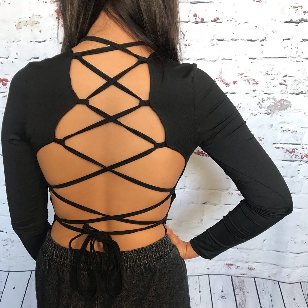 Black Bodysuit With Open Back